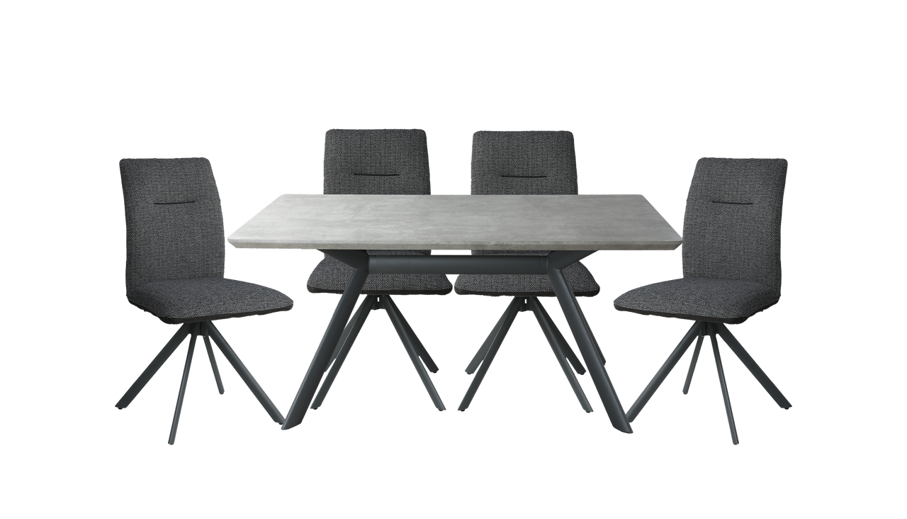 Capri 1.6m Fixed Dining Table and 4 Chairs