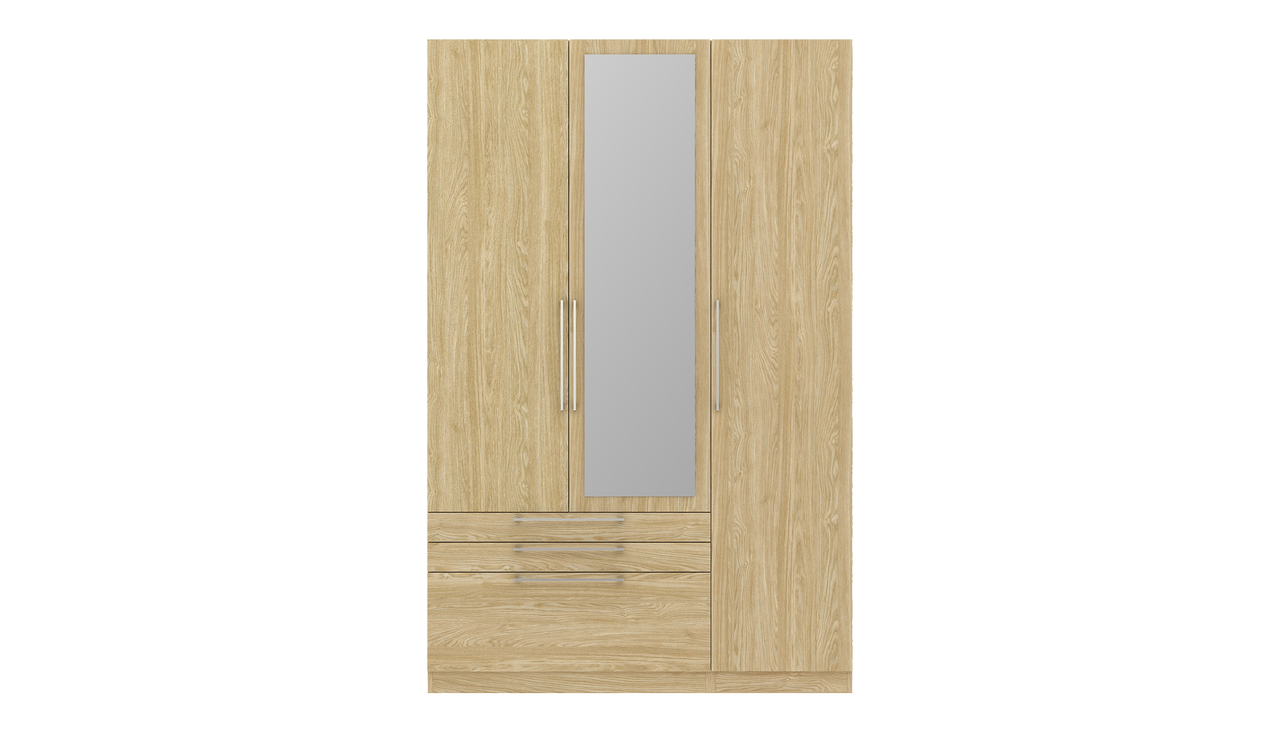 Lugano 3 Door 3 Drawer 1 3/4 Mirror Wardrobe