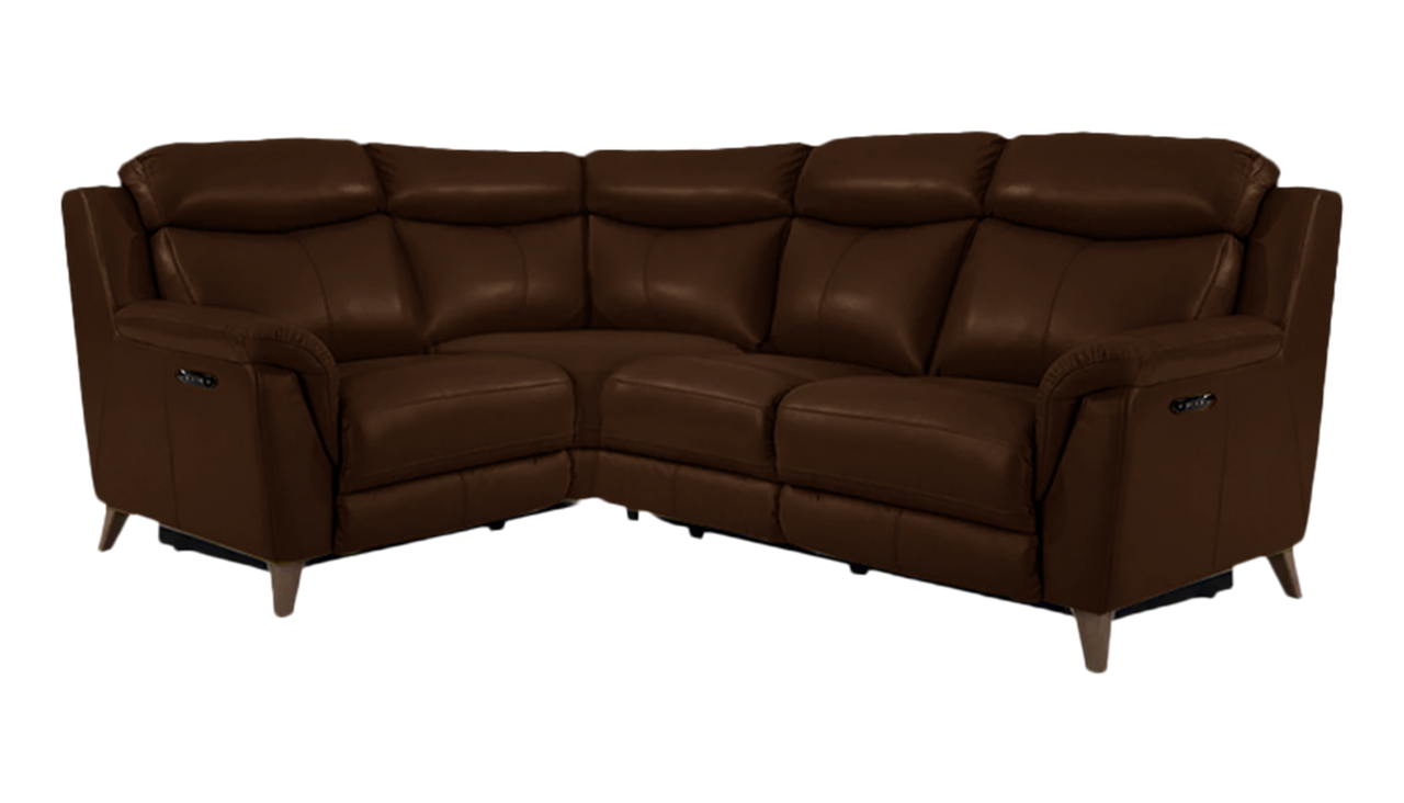 Sienna 2 Corner 1 Double Power Recliner Corner Sofa With Power Headrests in Leather