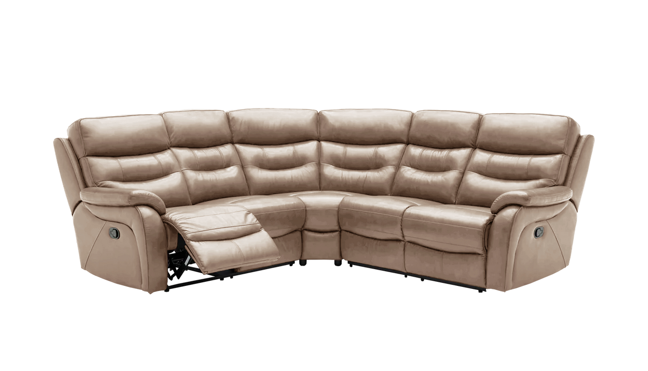 James Large Double Manual Recliner Leather Corner Sofa